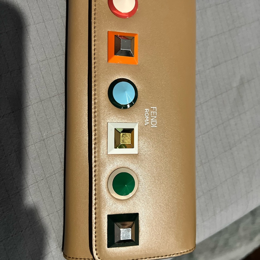 Fendi Beige Wallet with Multicolor Studs